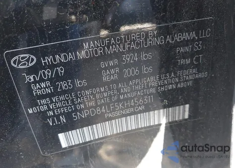 2019 Hyundai Elantra Sel from USA, damaged, VIN 5NPD84LF5KH456311
